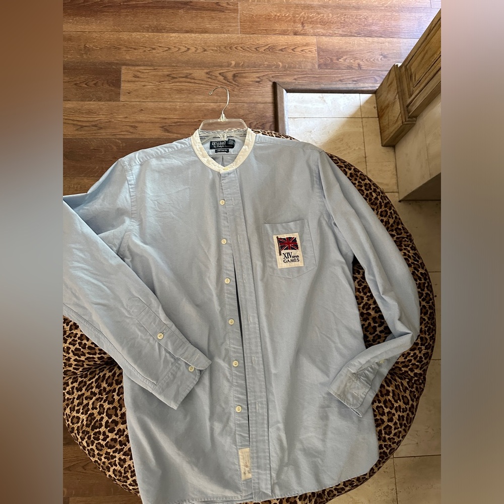 Large Polo Ralph Lauren Embroidered Patch Button-Down Shirt